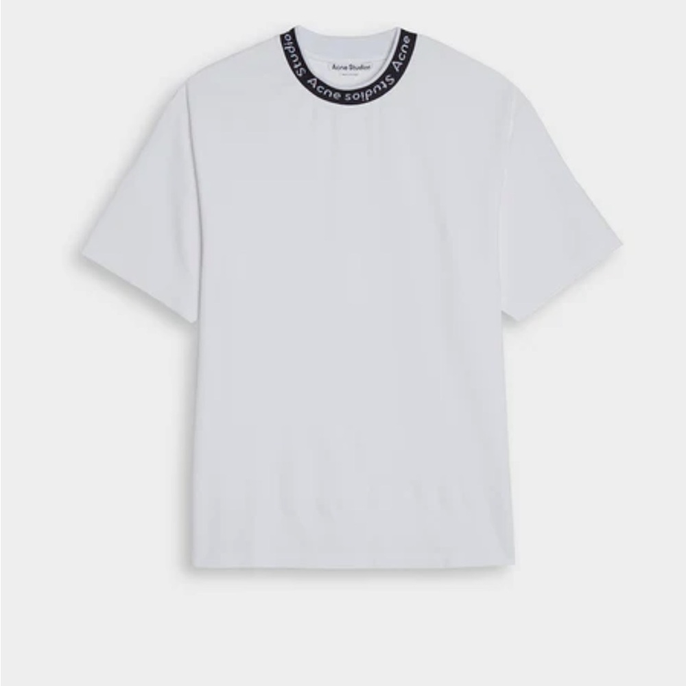 Acne Studios Men White Tee with Black Collar